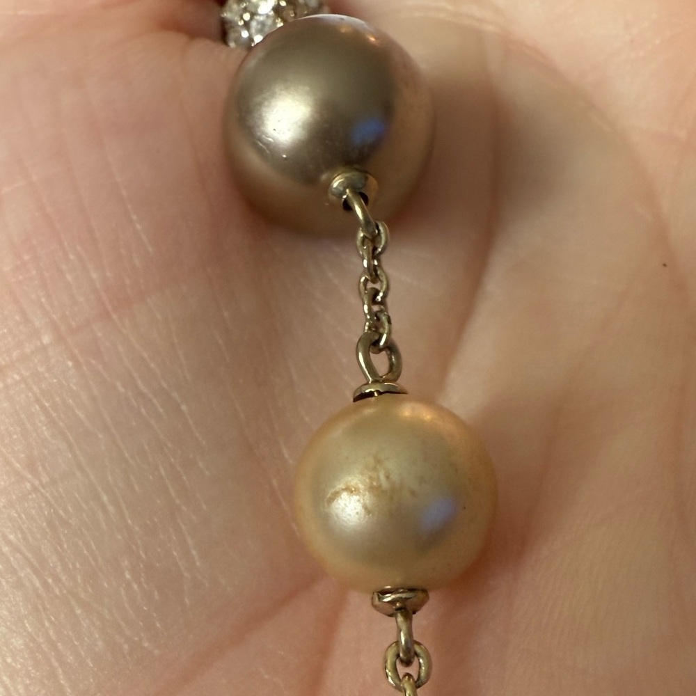 Y2K Carolee Gold-Tone Pearl & Crystal Bead Necklace - Picture 12 of 14